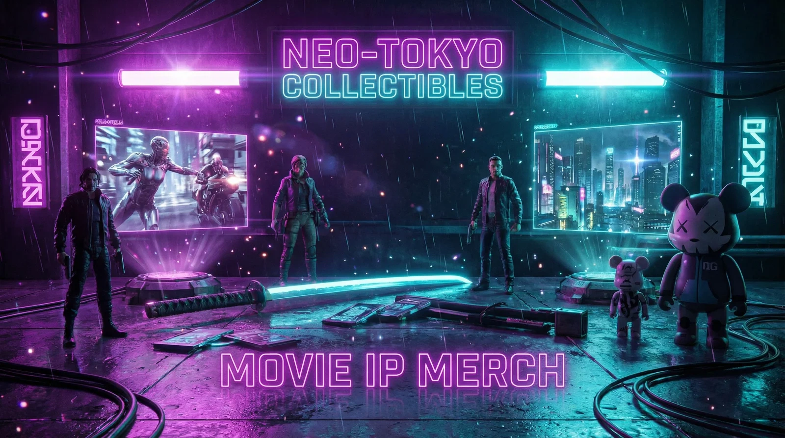 番茄社区赛博朋克风格影视IP衍生品展示横幅